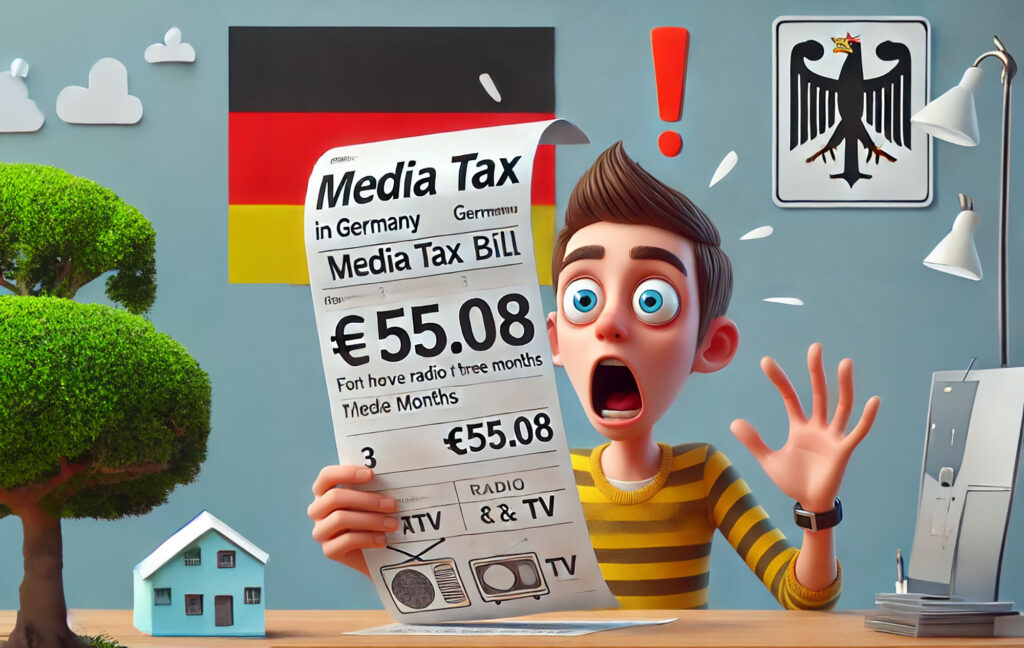 "Expat in Germany reading an official public broadcasting fee letter"