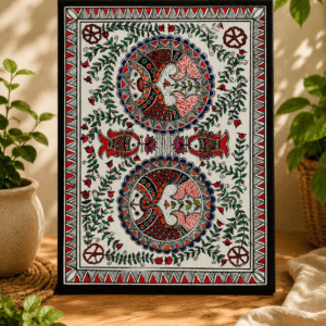 Madhubani Art: Hand Painted Folk Fish Frame Art
